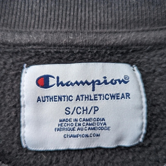 Champion Black Crew Neck  Sweater with White Logo Womans Small Sm - Picture 5 of 6